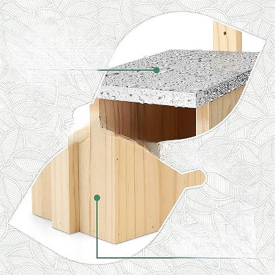 Natural Pine Wood Birdhouse with Metal Roof for Semi-Cavity Breeders