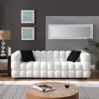 FURNIinspire Human body structure,  marshmallow sofa, boucle sofa, 3 seater, White, 84.3"*35.83"*27.86"