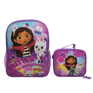 Gabbys Dollhouse 2 Piece Backpack Set, Pre-school Girls 16" Travel Bag, Pink - 1 of 3