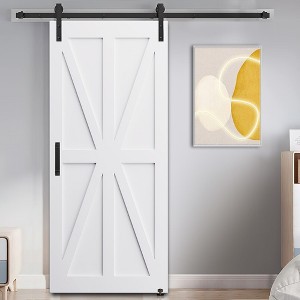 28"x84" Star Style Real Primed Door Slab, Modern DIY Barn Door Slab, Anti-Corrosion and Anti-Deformation, Interior Sliding Barn Door Slab White - 1 of 4