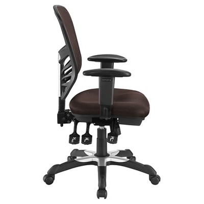 Brown Mesh and Leather Adjustable Swivel Office Chair