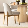 5-Piece Round Dining Table Set, 42'' Oak Pedestal Table with 4 Linen Dining Chairs, Solid Wood Legs, Kitchen or Apartment Furniture-Maison Boucle - 2 of 4