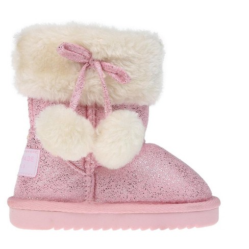 Rampage Toddler Girl's Warm Winter Boot With Faux Fur Pom Pom And Cuff ...