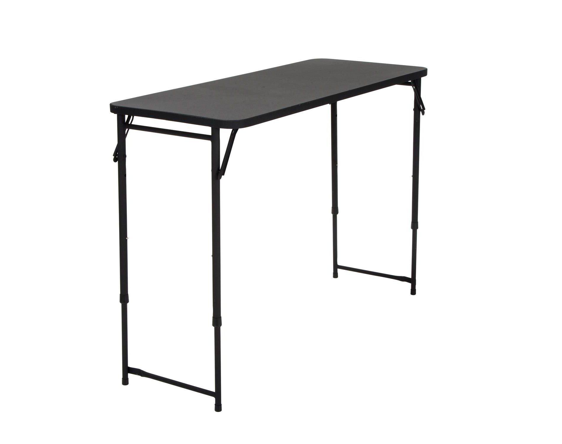 COSCO 20" x 48" Adjustable Height Folding Resin Utility Table, Black