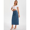 INSPIRE CHIC Women's Denim High Waisted Swiss Dots Back Slit Casual Column Midi Skirt - 2 of 4