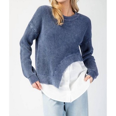 Women's Asymmetrical Sweater Layered Shirt - ee:some
