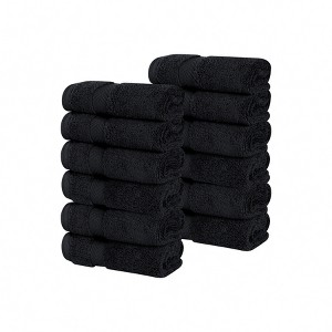 Zero Twist Cotton Solid Chevron Dobby Border Super Soft Face Towel Washcloth Set of 12 by Blue Nile Mills - 1 of 4