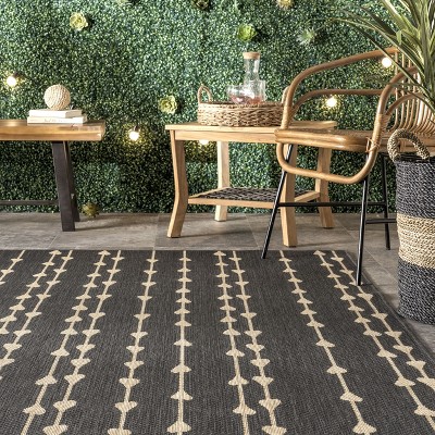 Charcoal Synthetic Reversible Rectangular Indoor/Outdoor Rug