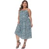 Agnes Orinda Women's Plus Size Floral Drawstring Adjustable Spaghetti Strap Summer Casual A Line Midi Sundresses - 3 of 4