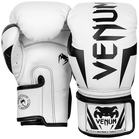 White/Black Venum Elite Hook and Loop Training Boxing Gloves 