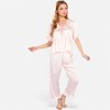 Anna-Kaci Lounge Women's Embroidered Collar Pajama Set with Ruffle Trim and Button-Up Top - 2 of 4