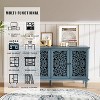 KWPZQEB Storage Cabinet, Vintage Sideboard with Symmetrical Floral Design, Display Cabinet W/Adjustable Shelf & Wood Legs for Living Room - 4 of 4