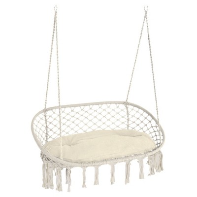 NicBex 2-Seat Outdoor Hammock Chair Swing with Soft Cushion and Cotton Rope for Patio Bedroom Garden