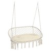 Sapphtopaz Porch Swing 2-Person Braided Rope Hanging Hammock Chair Conversation Swing Seat with Cushion for Patio, Indoor, Garden, Backyard - 3 of 4