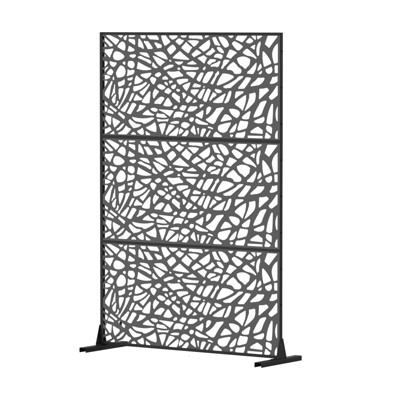 DSVIMOY Privacy Screens and Panels, Freestanding Outdoor Indoor Privacy Screen, Mesh Shape Decorative Privacy Screen, Black, 47.76"*15.75"*70.69"
