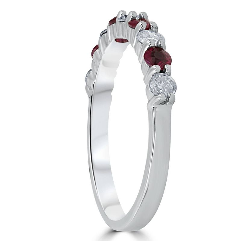 Pompeii3 1/2CT Ruby & Diamond Wedding Ring 10K White Gold, 3 of 5