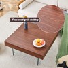 Modern Coffee Table Center Table Sofa Table Side Table Cocktail Table with Tempered Glass Legs, Rectangle/Square, Walnut/Natural-ModernLuxe - 4 of 4