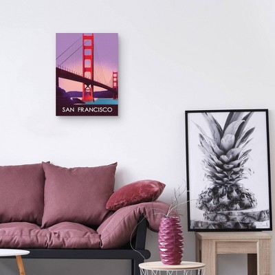 San Francisco Golden Gate Bridge Art Deco Canvas Print
