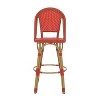 Christopher Knight Home 2pc Shelton Wicker and Aluminum Outdoor Patio 29.5" Barstools Red/Bamboo Finish - 4 of 4