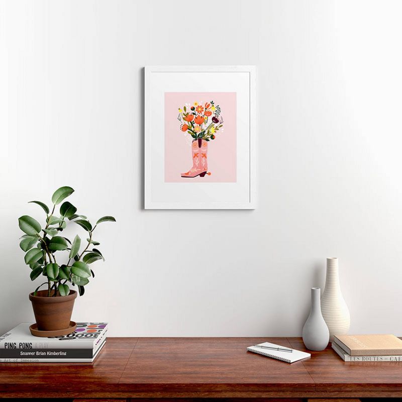 Deny Designs Showmemars Pink Cowboy Boot and Wild Flowers Art Print, 2 of 3