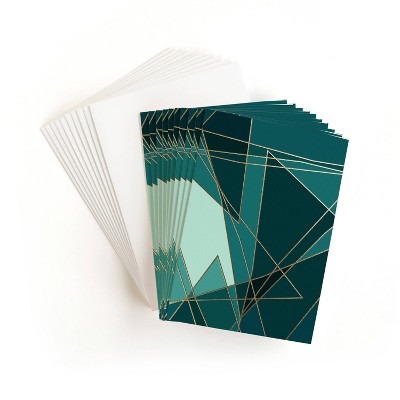 20ct Blank Cards Abstract Foil Prism Green