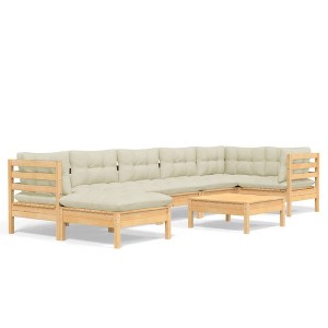 vidaXL Patio Lounge Set - 8 Piece Outdoor Furniture with Cream Cushions, Solid Pinewood Construction, Versatile Configuration Options - 1 of 4