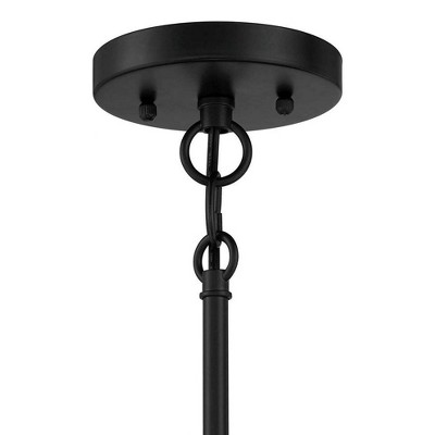 Stowe Transitional 4-Light Flat Black Foyer Pendant with Clear Glass