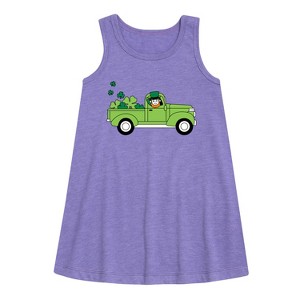 - Instant Message - St. Patrick's Day Leprechaun Truck Delivering Luck Graphic Sleeveless Aline Dress - 1 of 3
