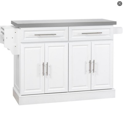 NicBex 2 Drawer Kitchen Island Cart with 2-Door Cabinet,Kitchen Island with Rack and Metal Handles,Modern Kitchen Table,Island Table for Kitchen
