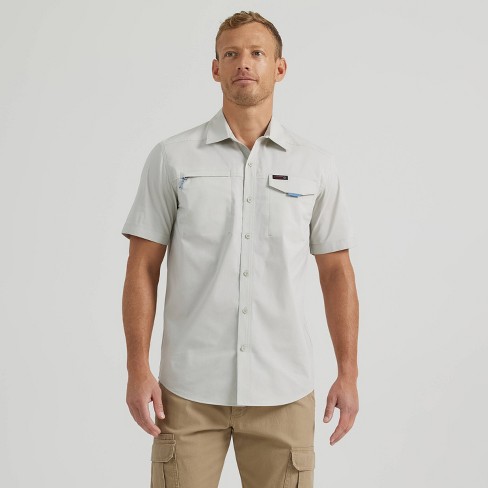 Wrangler Men's Atg Long Sleeve Fishing Button-down Shirt - Teal