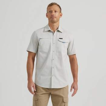 Wrangler Men's ATG Long Sleeve Fishing Button-Down Shirt - Teal Green XXL