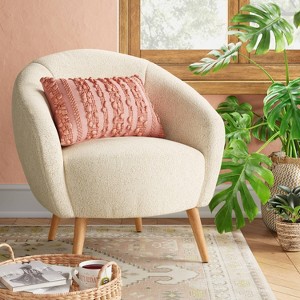 Odilia Rounded Accent Chair Cream - Threshold™: Upholstered, Tufted, Wood Legs - 1 of 4