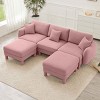 U-Shape Sectional Sofa with Ottomans, Boucle 3-Seater Sofa with Armrests and Cylindrical Legs, Fabric Couch with Cushion-Coolbibila - 3 of 4