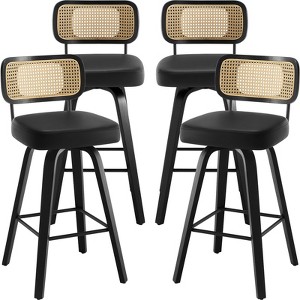 Bekrvio 26"/29” Swivel Bar Stools Set of 4, Upholstered Faux Leather Barstools with Back, Bar Chairs Island Stools for Kitchen Counter - 1 of 4