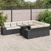 vidaXL Patio Sofa Set with Cushions Lounge Set Outdoor 11 Piece Poly Rattan - Black and Cream - 2 of 4