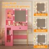 Makeup Vanity Desk with Mirror and Lights, Vanity Table with Charging Station, 2 Acrylic-Door Cabinets, Wood Dressing Table for Bedroom - 3 of 4