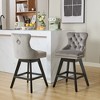 CAVINAS Velvet Swivel Bar Stools Set of 2,Counter Height Barstools with Button Tufted Back,Nailhead Trim,Dining Chair for Kitchen Island,Home Bar - 2 of 4