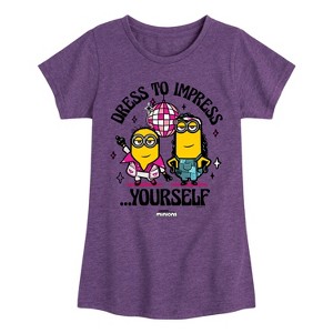 Girls' - Despicable Me Minions - Dress To Impress Yourself Fitted Short Sleeve Graphic T-Shirt - 1 of 4