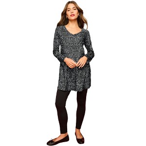 Roaman's Plus Size Cotton Ultimate Long Sleeve V-Neck Tunic - 1 of 4