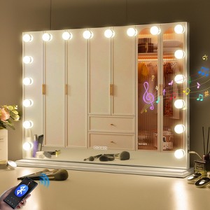 VANITII Hollywood Makeup Vanity Mirro r31.49''×22.83'' Bluetooth Wall Mount Smart Control 10X Magnifying Glass With 18 LED Bulbs 3 Light Colors - 1 of 4