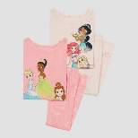 Toddler Girls' 4pc Disney Princess Snug Fit Pajama Set - Pink/Ivory