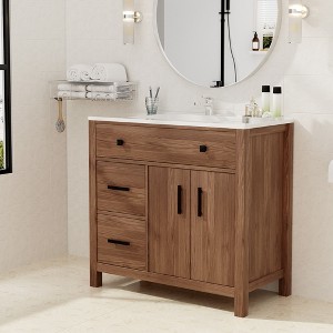 Hyleory KD Freestanding Bathroom Vanity with Resin Single Sink, 24" and 36" available - 1 of 4