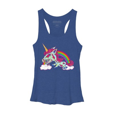 Women's Design By Humans Zombie Rainbow Unicorn By Dzuu Racerback Tank Top