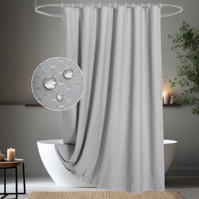 LunaLulinlk Waffle Shower Curtain, 72"x72" Gray Fabric Shower Curtains