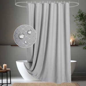 LunaLulinlk Waffle Shower Curtain, 72"x72" Gray Fabric Shower Curtains - 1 of 4