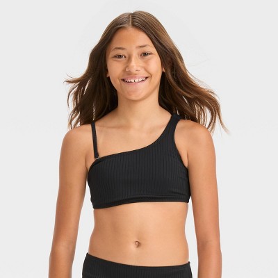 Girls' 'Stay a While' Solid Bikini Swim Top - art class™ Black XXL