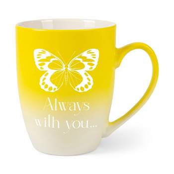 Elanze Designs Always With You Two Toned Ombre Matte Yellow and White 12 ounce Ceramic Stoneware Coffee Cup Mug