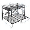 Full over Twin Metal Triple Bunk Bed with Built-in Shelf -ModernLuxe - 3 of 4