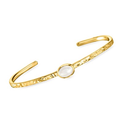 Ross-Simons 6x8mm Cultured Oval Pearl Cuff Bracelet in 18kt Gold Over Sterling