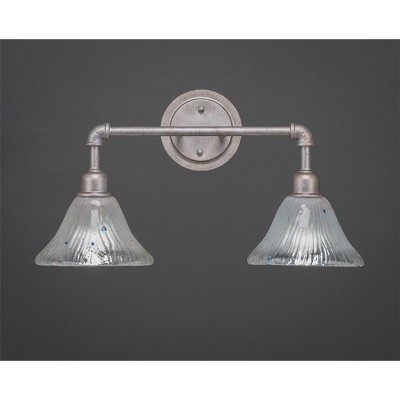Toltec Lighting Vintage 2 - Light Vanity in  Aged Silver with 7" Frosted Crystal Shade